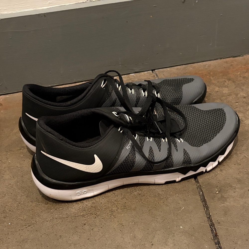 Nike Black and Gray Training Shoes with White Swoosh